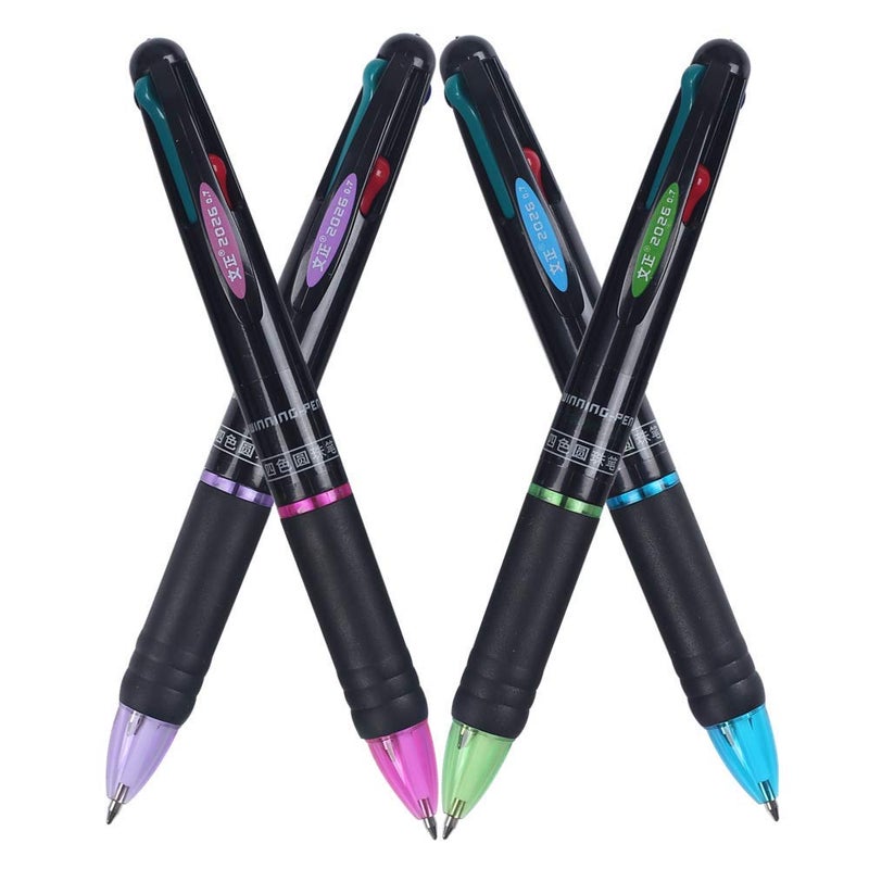 Ipienlee Multicolor Retractable Ballpoint Pens 0.7 mm 4 Color Ink (Black, Blue, Red, Green) in One Ballpoint Pen, Pack of 4 - Image 3